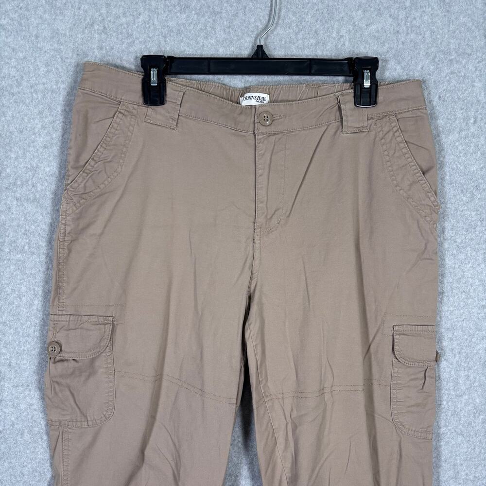 St Johns Bay Cargo Capri Pant 12 Khaki Utility Baggy Stretch Hiking GORP Y2K 90s - Picture 2 of 13